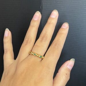 18k gold electroplated green cz size 7 ring